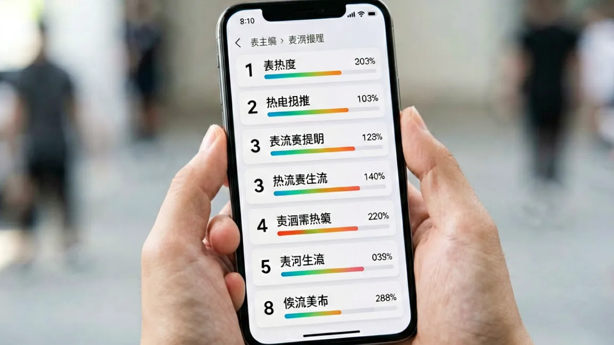 用户在手机端浏览91吃瓜热度榜单，手指正在滑动屏幕查看最新事件排名